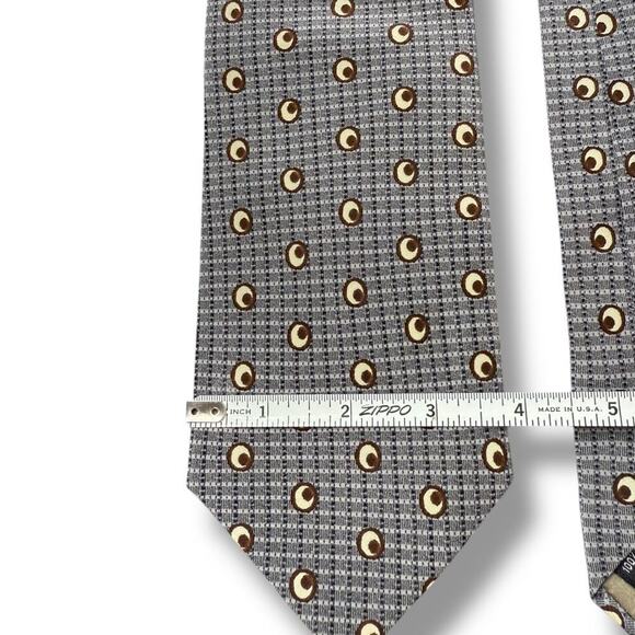 EMPORIO ARMANI men's knit silk neck tie Grey Brown made in Italy - Picture 5 of 5